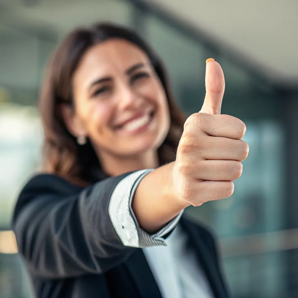 Client giving thumbs up